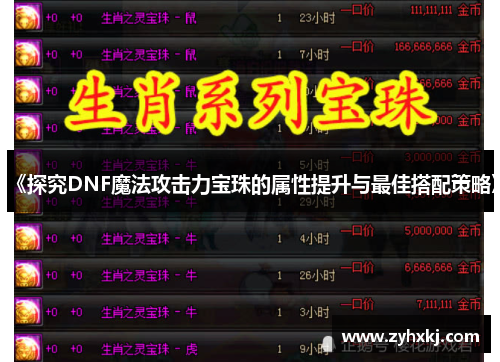 《探究DNF魔法攻击力宝珠的属性提升与最佳搭配策略》